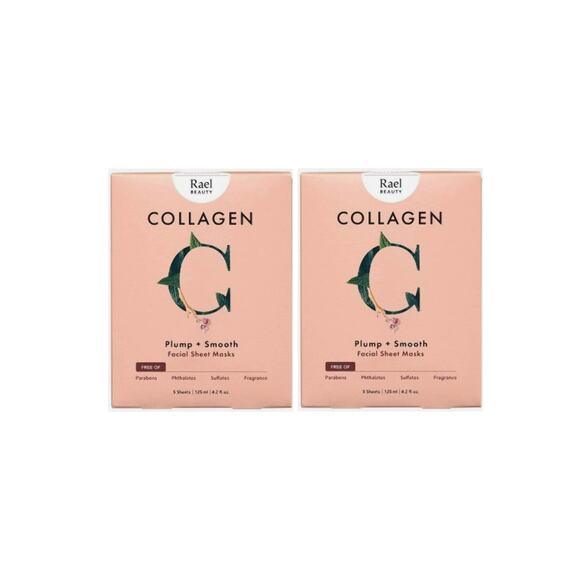 2 Pack Rael Beauty Collagen Facial Sheet Mask Plump Smooth 5 ct each - Picture 1 of 1